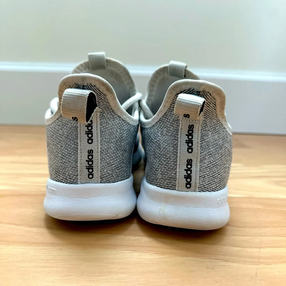 adidas White Gray Knit Running Shoes
